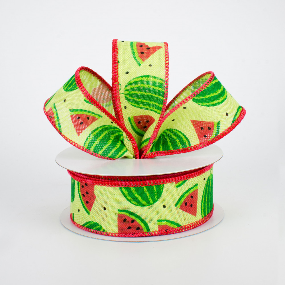 1.5 Watermelon Slice Satin Stripe Ribbon (10 Yards) [45213-09-17