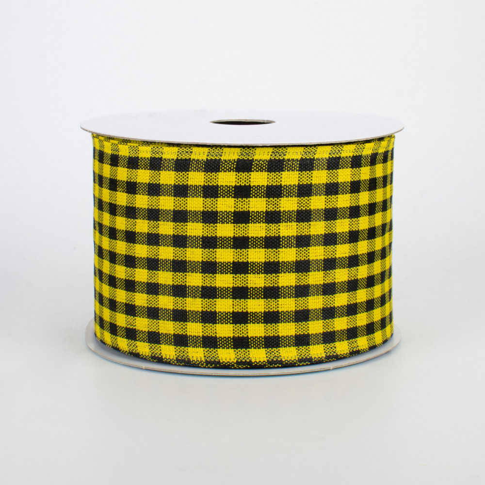 2.5 Horizontal Thin Stripes Ribbon: Yellow & Black (10 Yards)