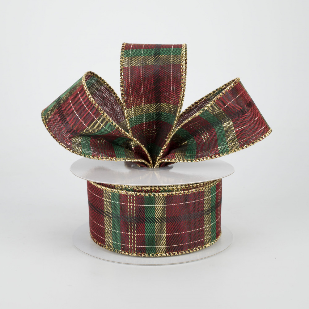 10 yards Jewel Tone Metallic Plaid Christmas Wired Ribbon - Ribbon for  Wreaths, Plaid Wire Ribbon, 1.5 wide ribbon, Wired Ribbon