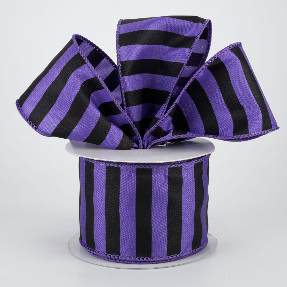 2.5 inch Satin Black & Purple Vertical Striped Ribbon - 10 Yards –  Perpetual Ribbons