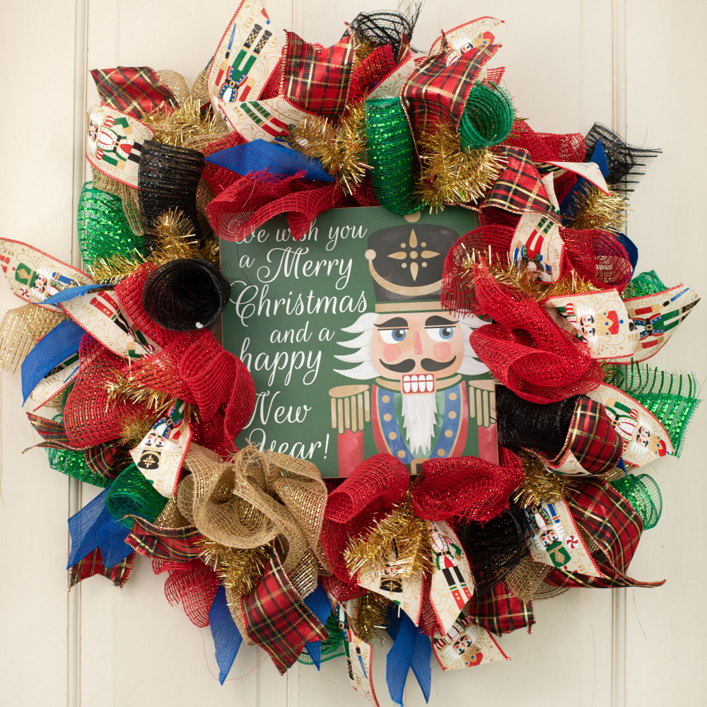 We Wish You A Merry Christmas Nutcracker Door Hanger or Sign 