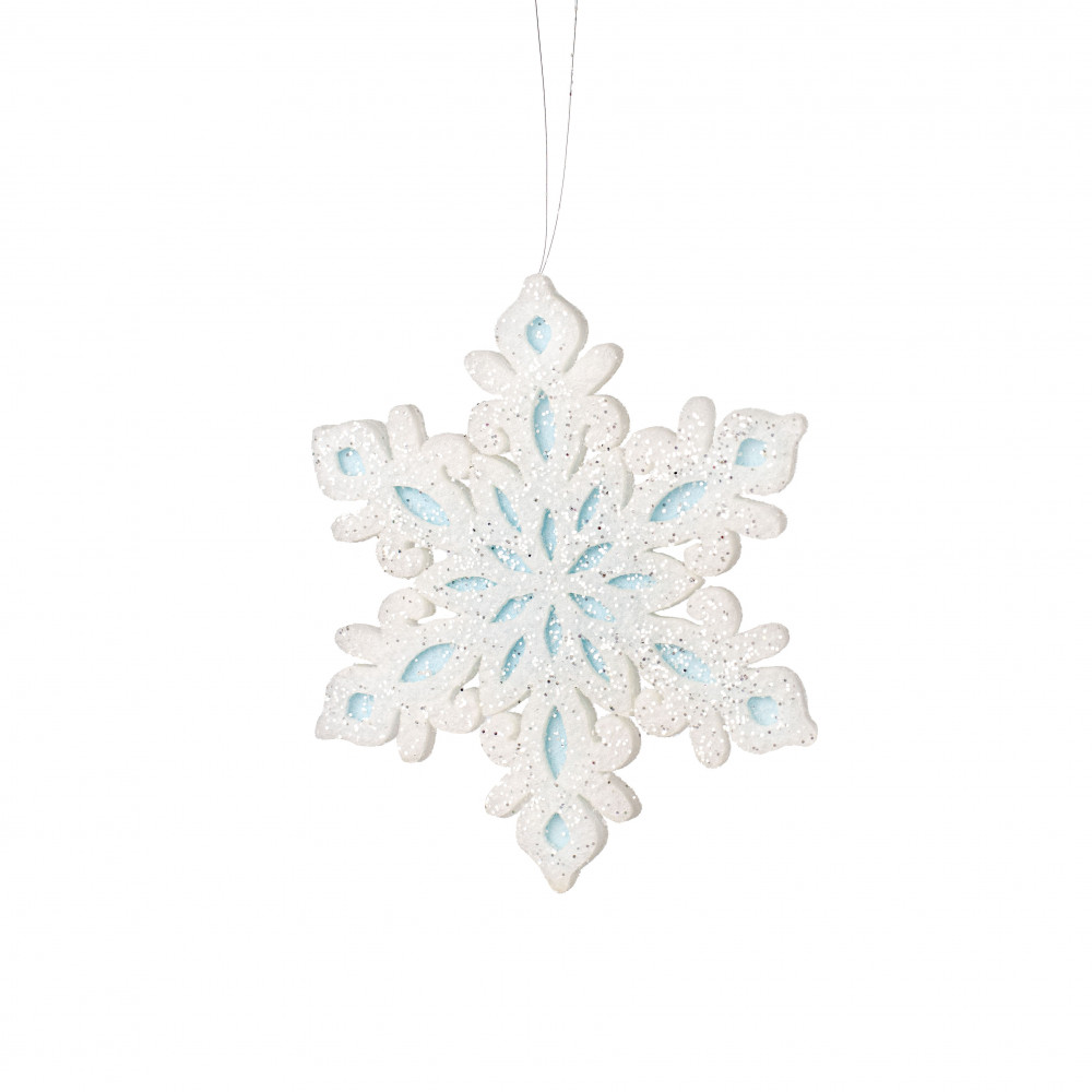 8 Foam Snowflake Ornament W/glitter White