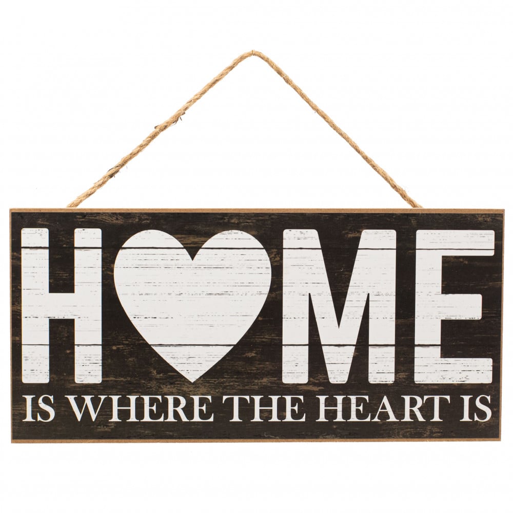 12 Wooden Sign: Home Is Where The Heart Is