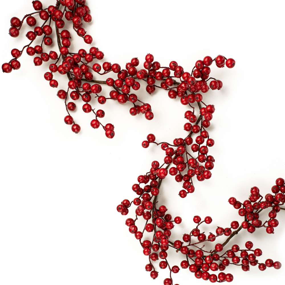 6' Crabapple Berry Garland: Shiny Red
