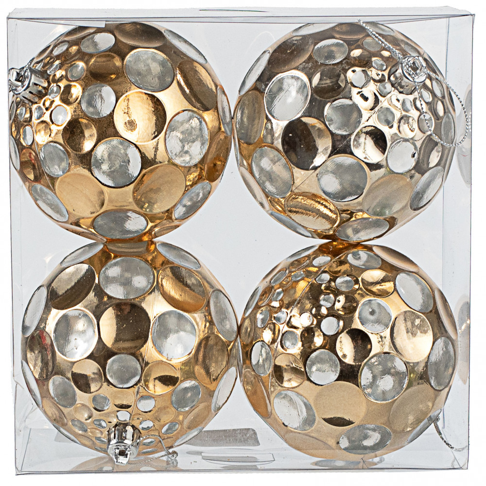 4 Mercury Dot Ball Ornaments: Gold (4)