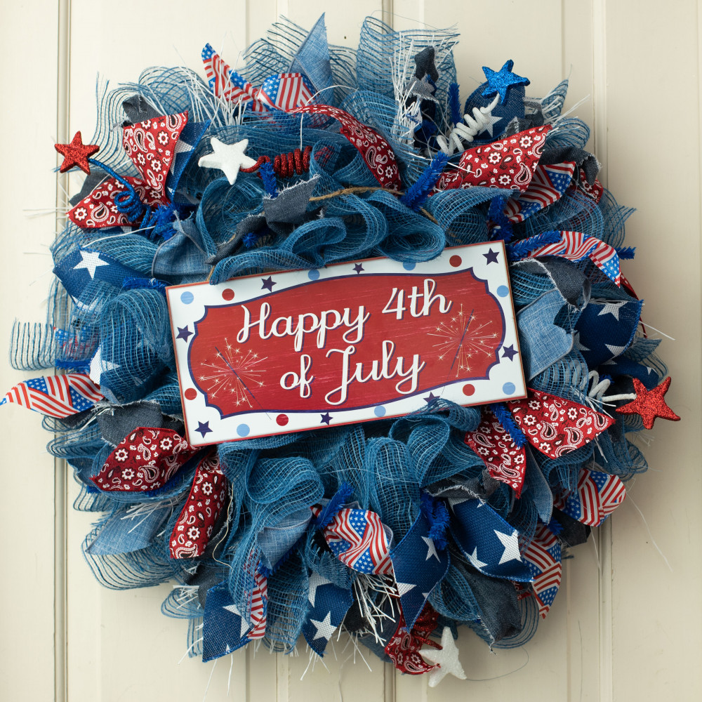 12" Wooden Sign: Happy 4th of July [AP8703] - CraftOutlet.com