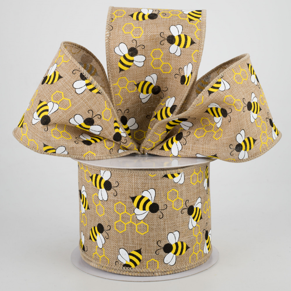 2.5 Honey Bee Ribbon: Beige (10 Yards)