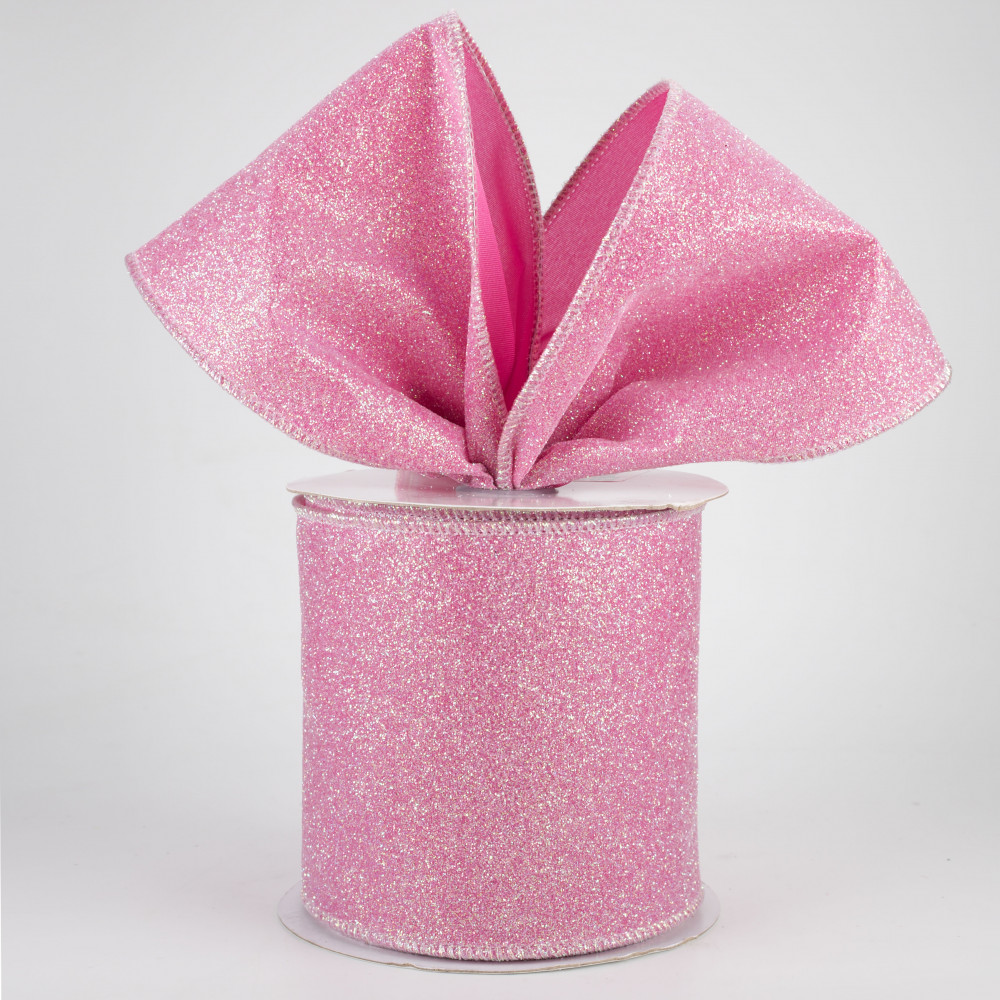 Regency International 2.5 x 10 Yard Candy Glitter Wired Ribbon - Pink