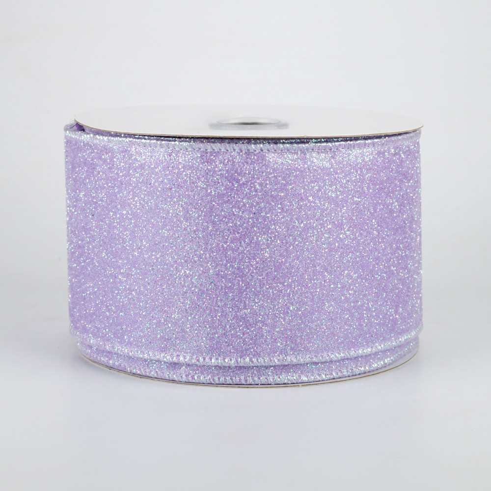 2.5 Iridescent Glitter Satin Ribbon: Lavender (10 Yards)