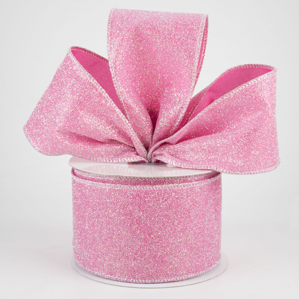 2.5 Glitter Swirls Ribbon: Pink, White, Rose, Gold (10 Yards)