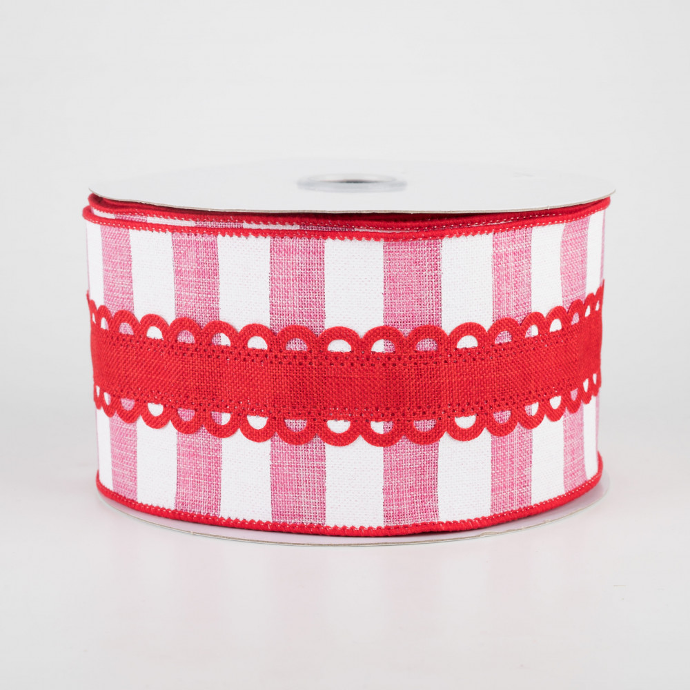 2.5 Swiss Dot Lace Edge Ribbon: Light Pink & White (10 Yards) [RG0887015]  