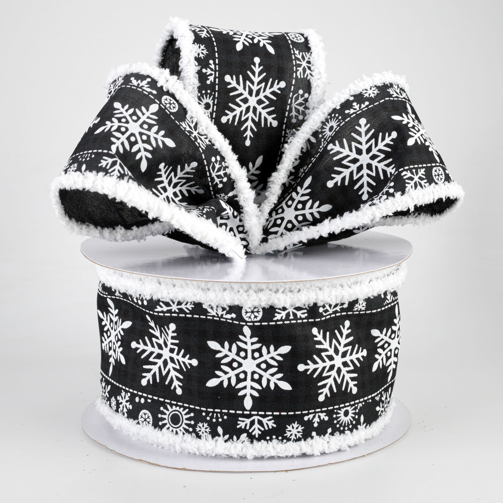 Glitter Snowflakes Ribbon – Black - Janiseandco