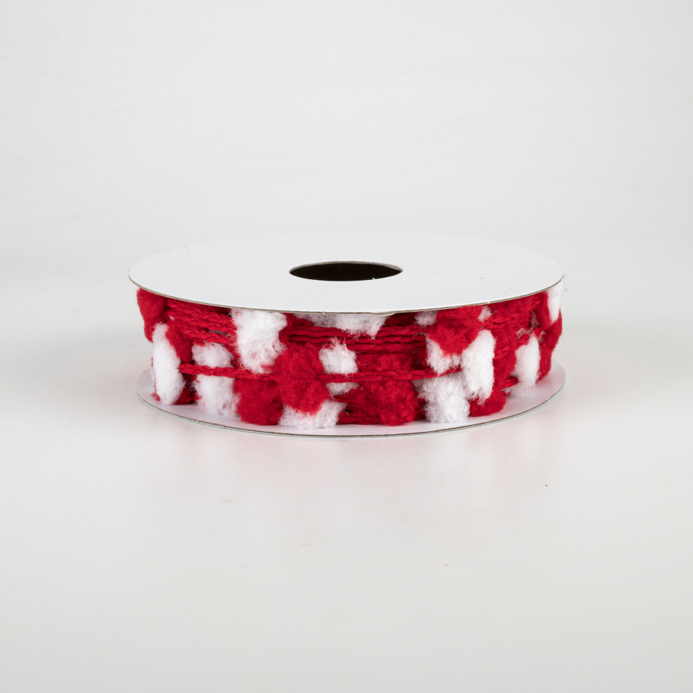 Pom Pom Ribbon Red and White 10mm