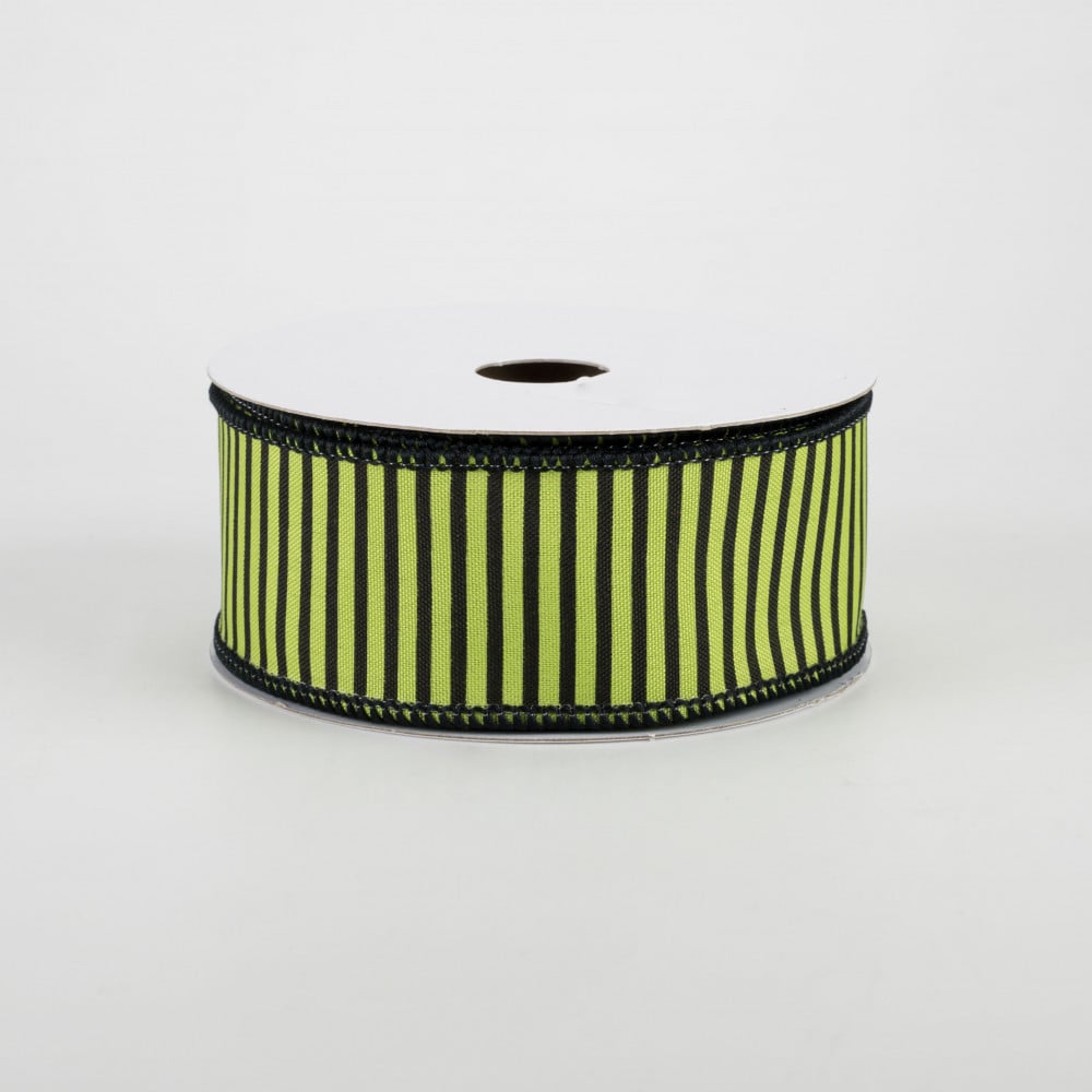 Dark green and white thin stripe ribbon