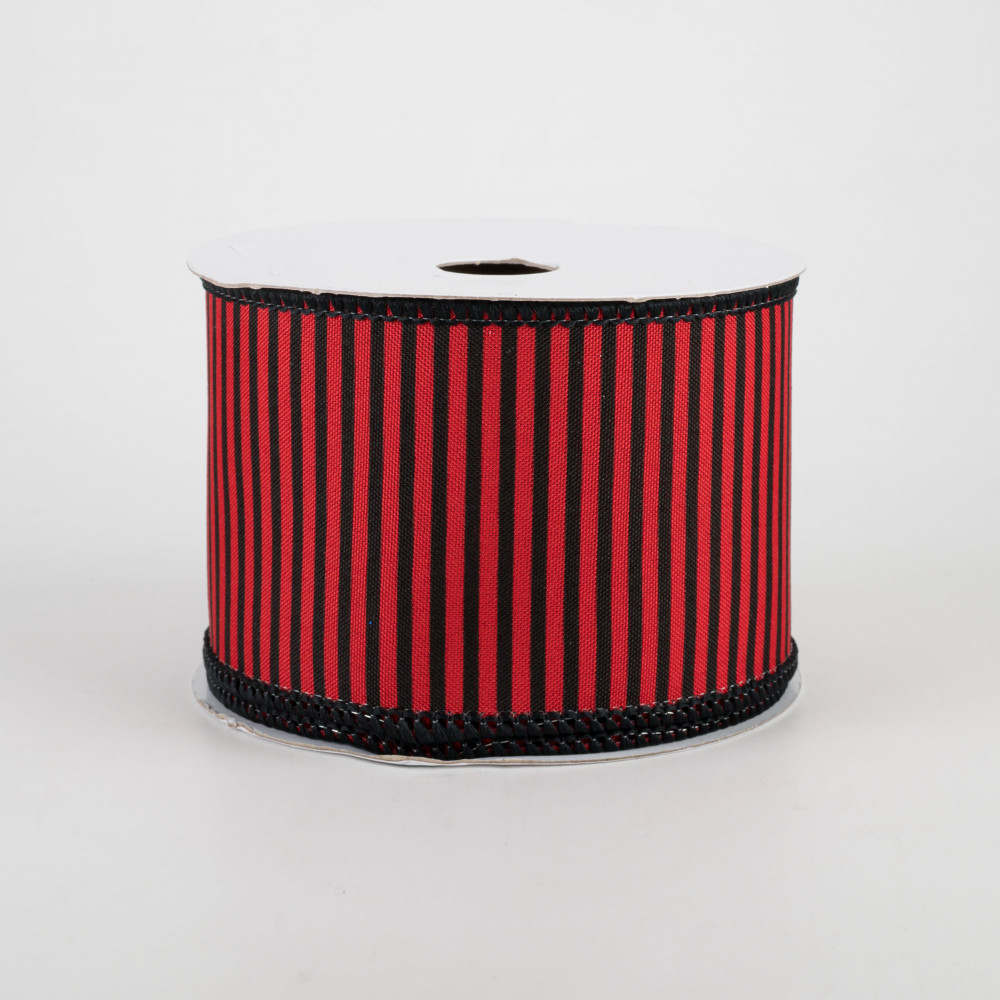 2.5 Horizontal Thin Stripes Ribbon: Red & Black (10 Yards) [RGC119424] 