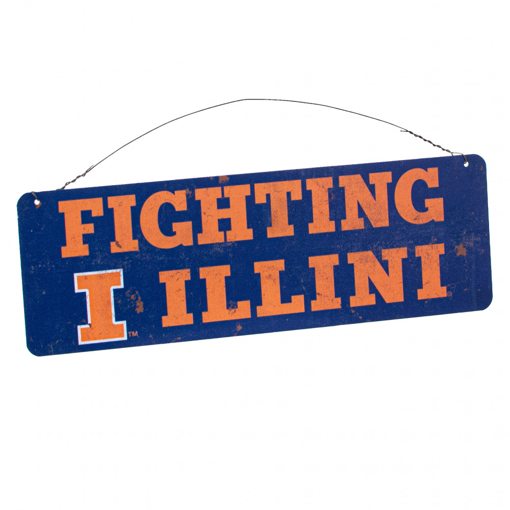 12x4 Collegiate Tin Sign: Illinois Fighting Illini