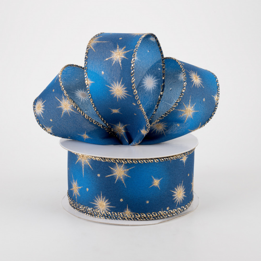 Navy/Gold Sparkle Bee Recycled Satin Ribbon Roll