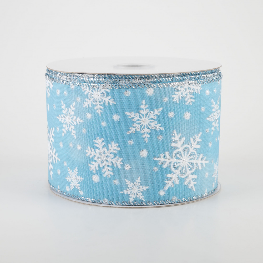 2.5 Iridescent Snowflake Ribbon: Light Blue (10 Yards) [71112-40-05] 