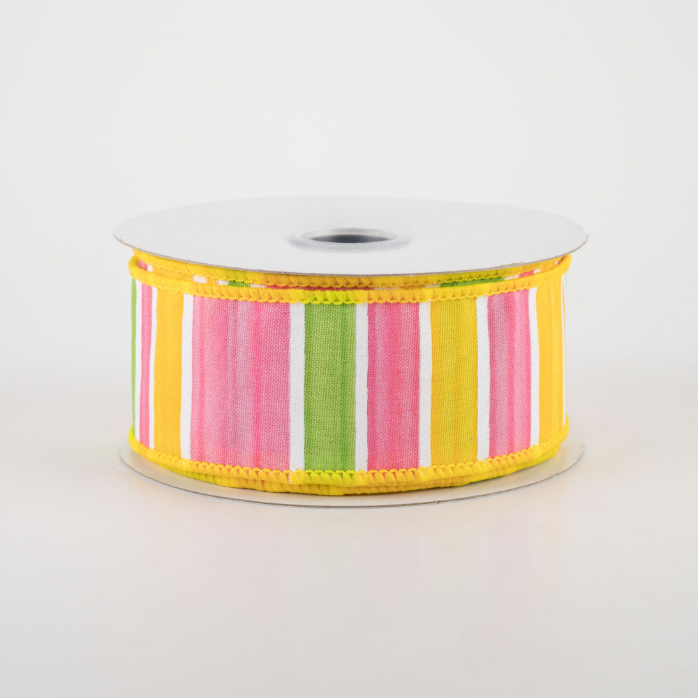 2.5 Multi-Colored Horizontal Stripe Ribbon: Pastel (10 Yards)