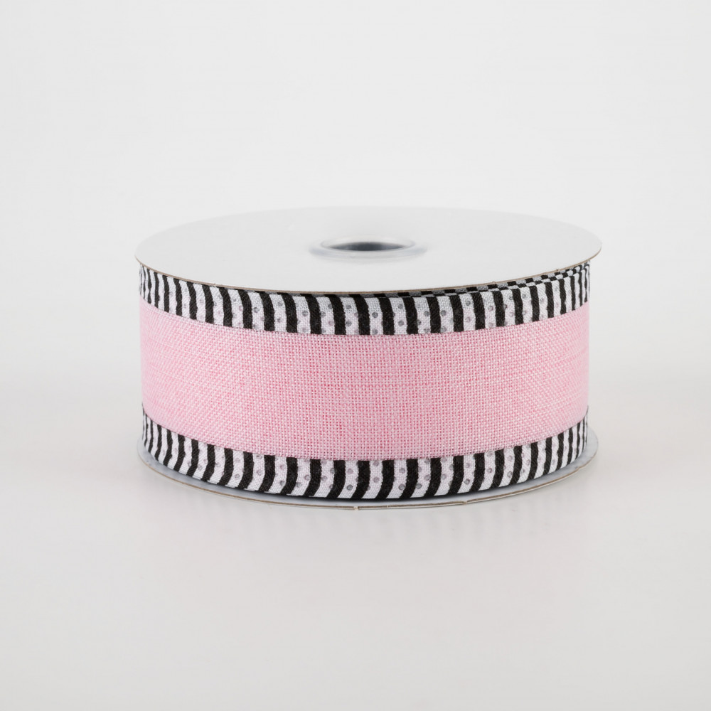 1.5 Thin Stripe Edge Ribbon: Light Pink (10 Yards)