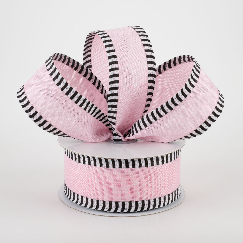 1.5 Horizontal Thin Stripes Ribbon: Hot Pink & Black (10 Yards)