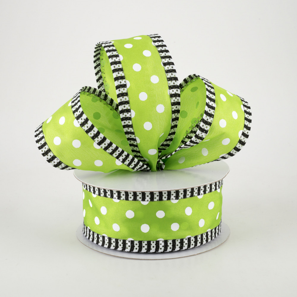 Lime Green and White Ribbon Stripe Paper