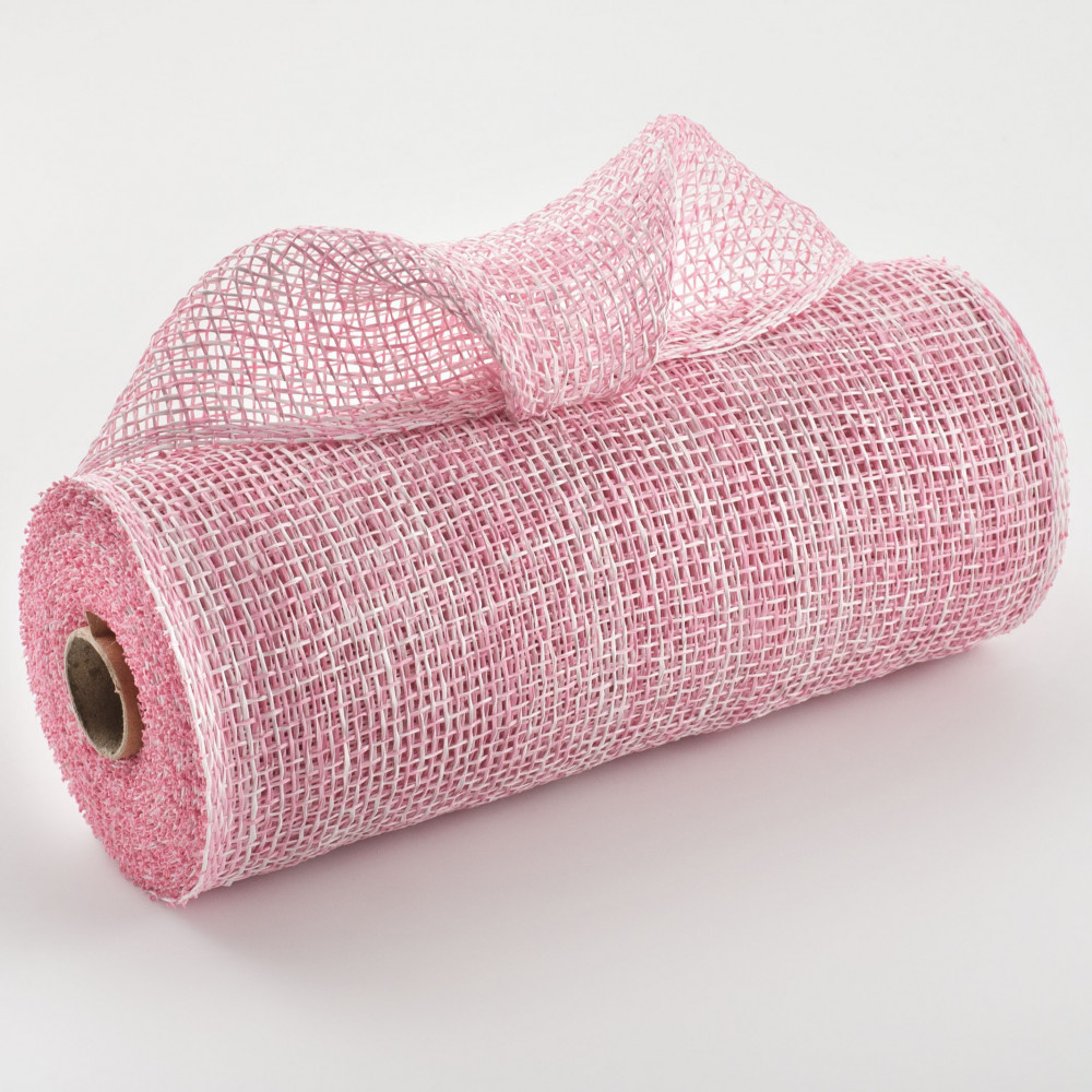  Poly Burlap mesh 10 inches Deco mesh 10 inch Rolls Clearance  Burlap 5 Yards (Pink)