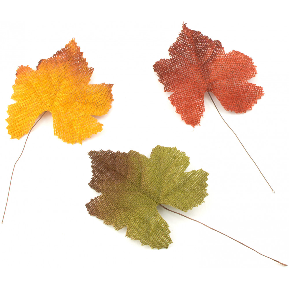 Assorted Color Burlap Fall Maple Leaves (24) [FG503655] - CraftOutlet.com