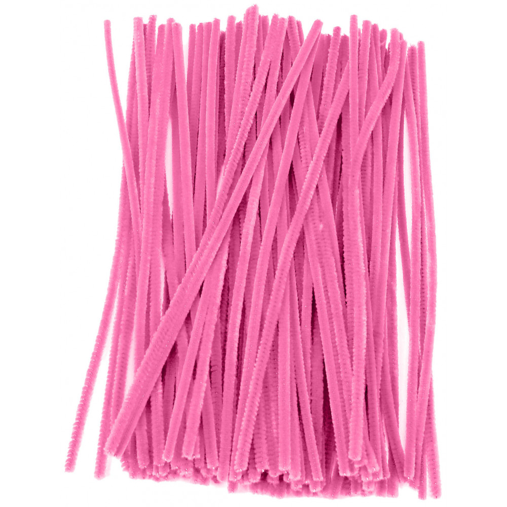 12 Pipe Cleaner Stems: 6mm Chenille Pink (100)