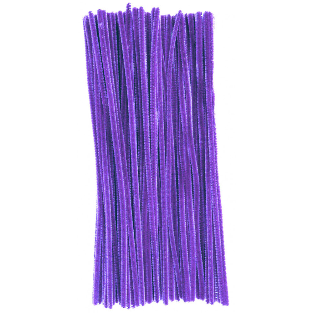12 Pipe Cleaner Stems: 6mm Chenille Purple (100)