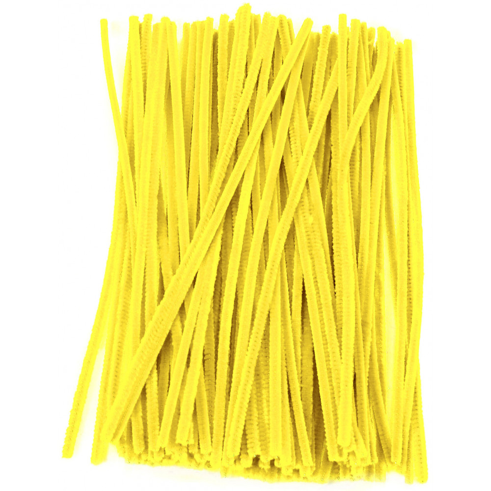 12 Pipe Cleaner Stems: 6mm Chenille Yellow (100)