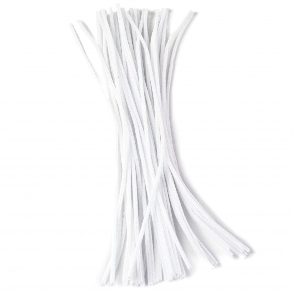 Pipe Cleaners, L: 30 cm, thickness 6 mm, white, 50 pc/ 1 pack