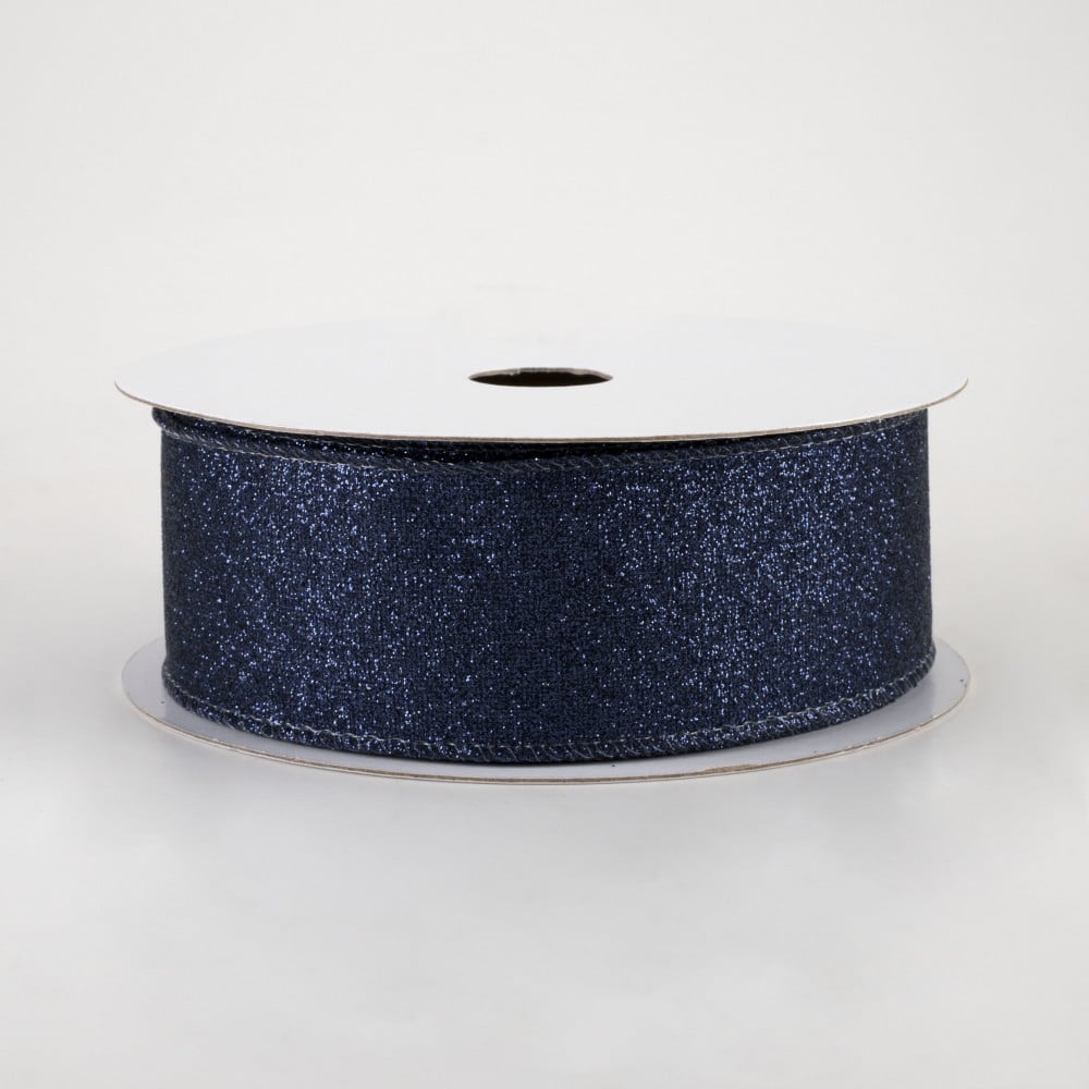 1.5 Shimmer Glitter Ribbon: Navy Blue (10 Yards) [RGC159619