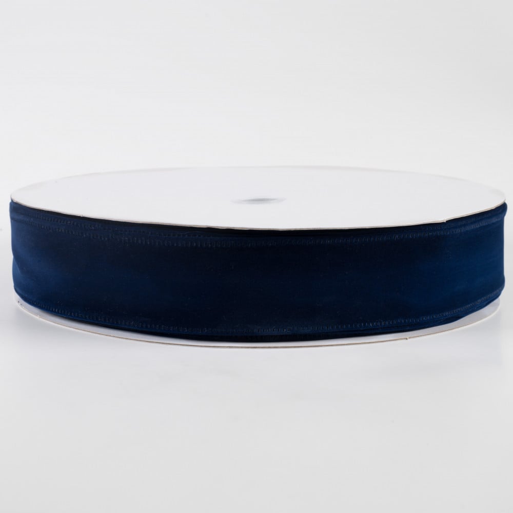 1.5 Wired Velvet Ribbon: Navy Blue (10 Yards)