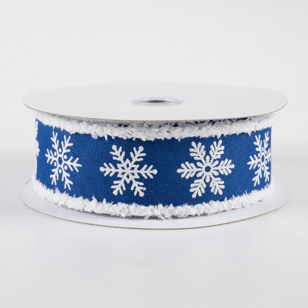 1.5 Snowflake Snowdrift Edge Ribbon: Royal Blue (10 Yards)