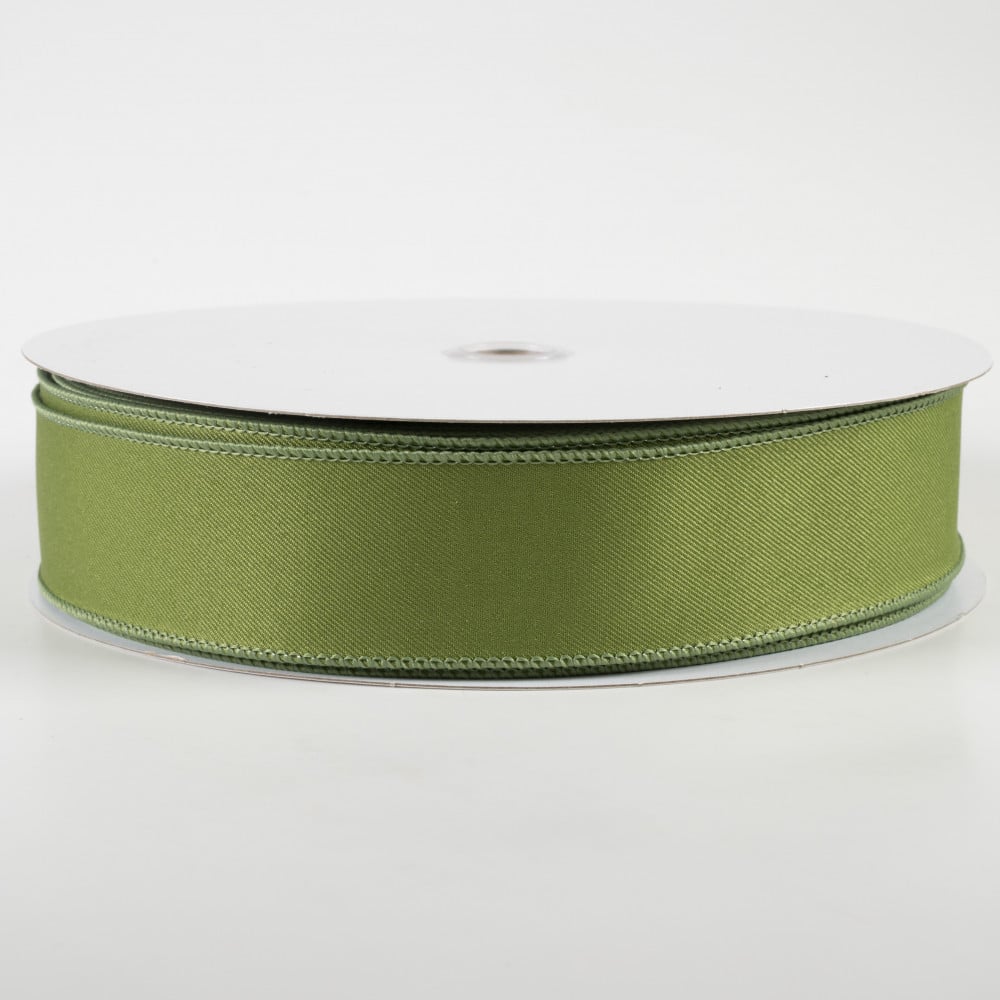 1.5 inch x 10 Yard Diagonal Weave Moss Green Fabric Ribbon