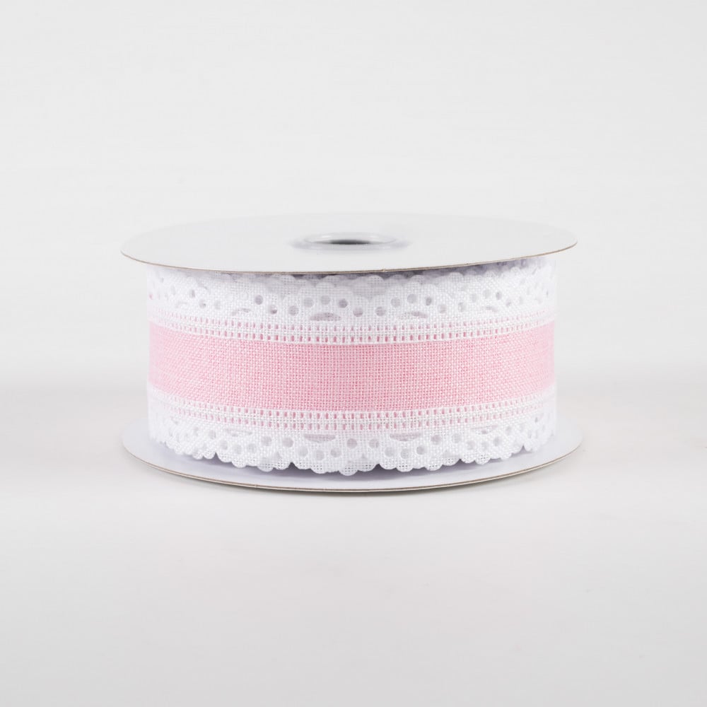 1.5 Thin Stripe Edge Ribbon: Light Pink (10 Yards)