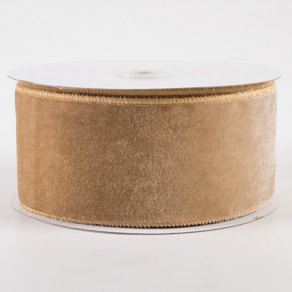 Almond Silky Velvet WIRED Designer Ribbon, 1 Inch by 10 Yards – Holiday  Hangups