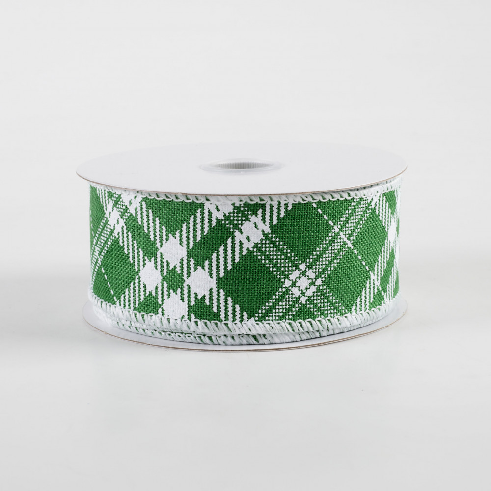 1.5 Inch By 50 Yard Moss And Emerald Green Metallic Lines Ribbon