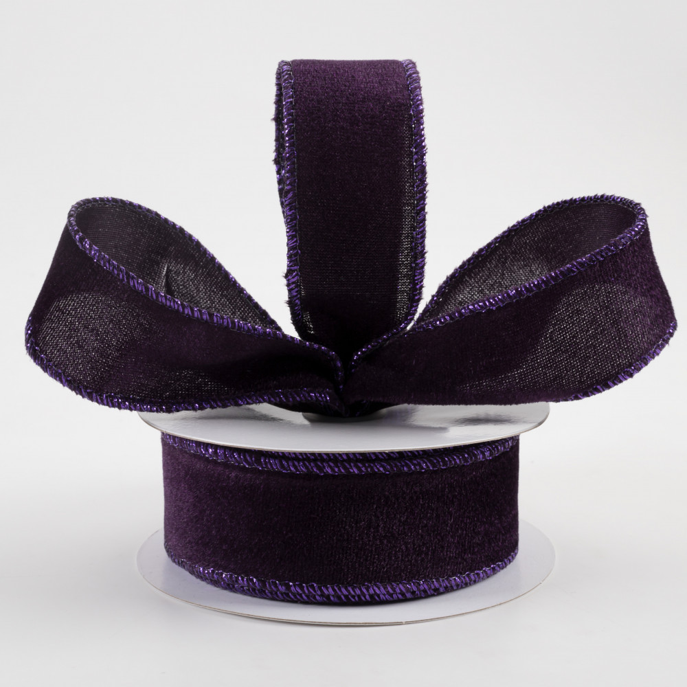 1.5 Wired Velvet Ribbon: Purple (10 Yards)