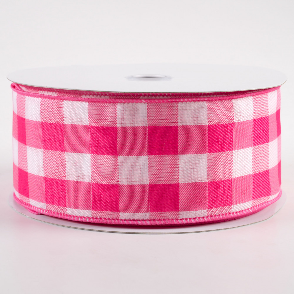 Micomon Pink and White Gingham Ribbon Hot Pink Gingham Ribbon 25 Yards Each  Roll 100% Polyester (3/8, Hot.Pink)