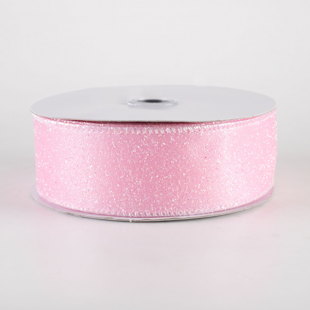1.5 Iridescent Glitter Satin Ribbon: Light Pink (10 Yards) [RGA181615] 