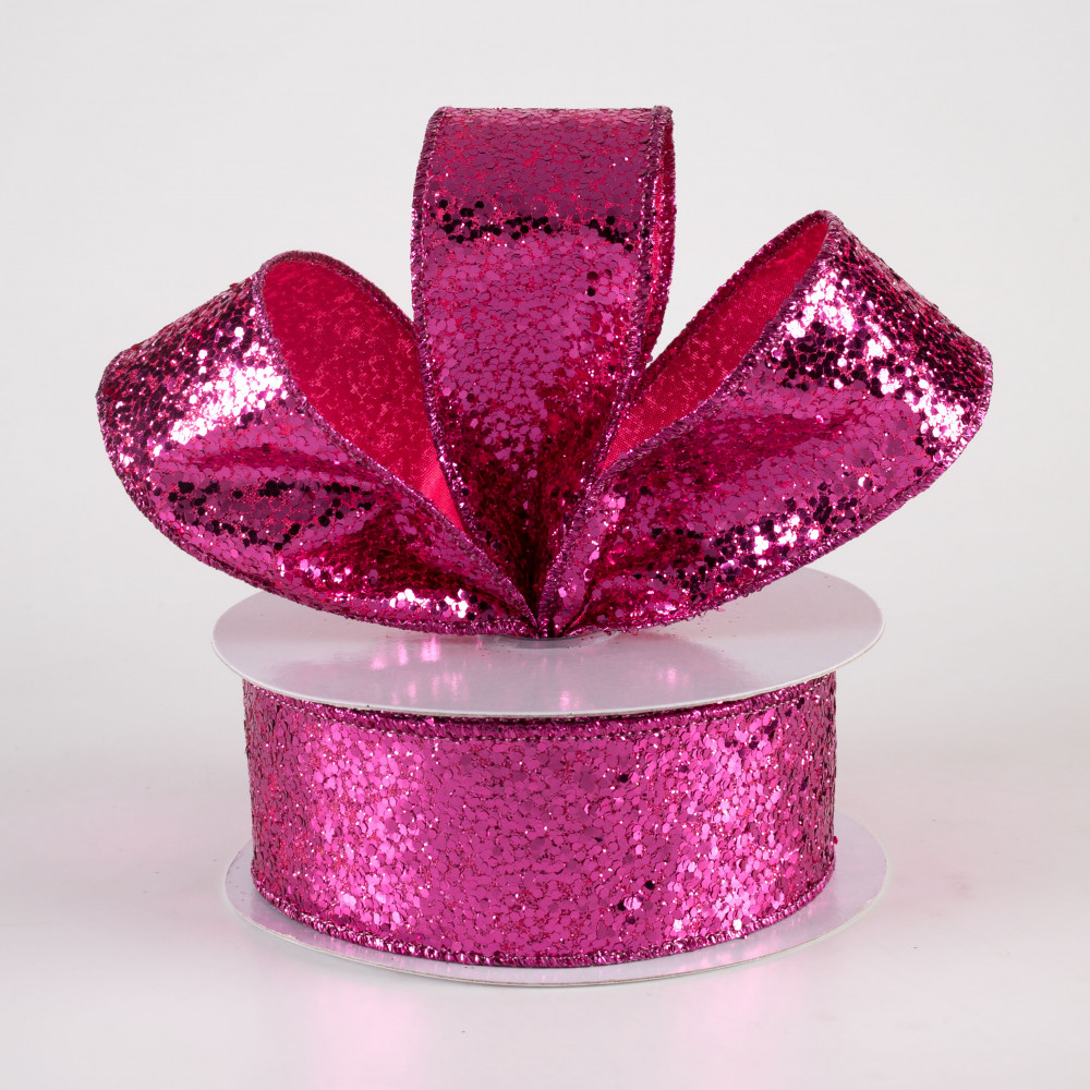 1.5 Large Glitter Ribbon: Fuchsia (10 Yards) [RGA130007