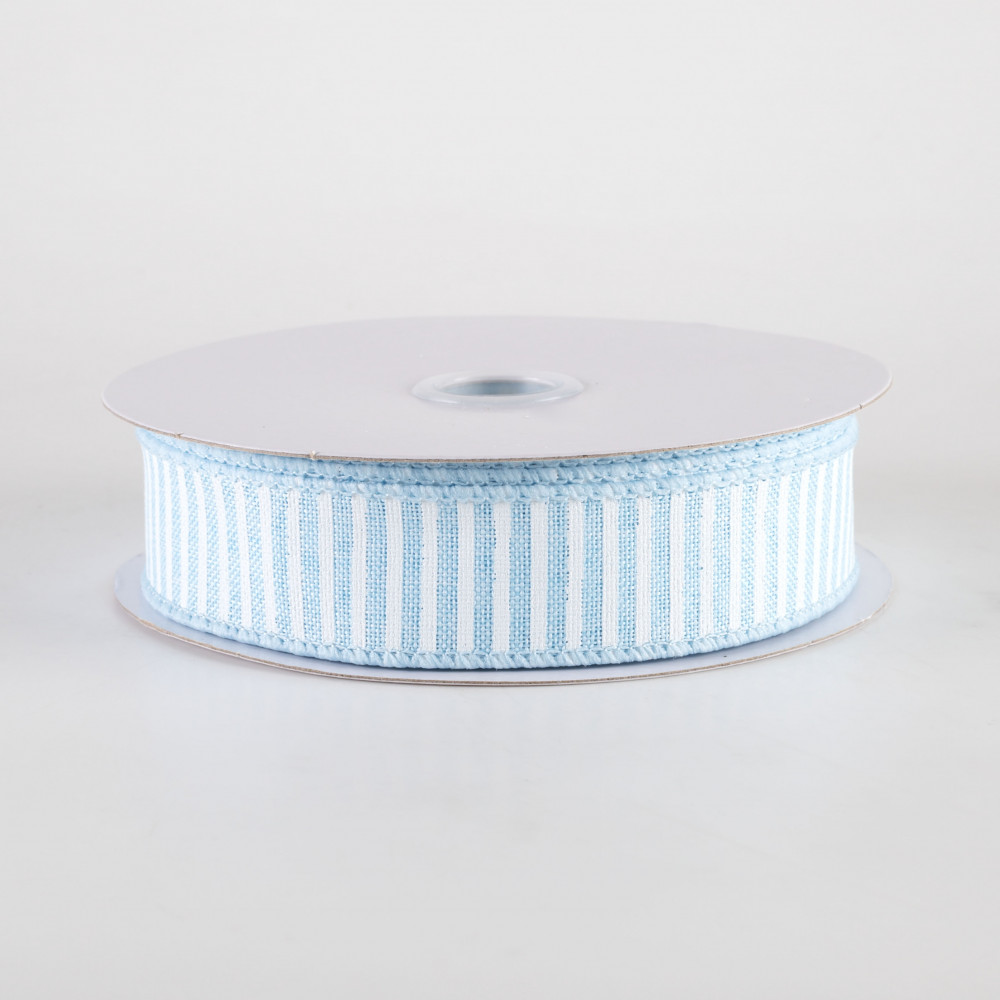7/8 Horizontal Thin Stripes Ribbon: Pale Blue & White (10 Yards)  [RG7780D6] 