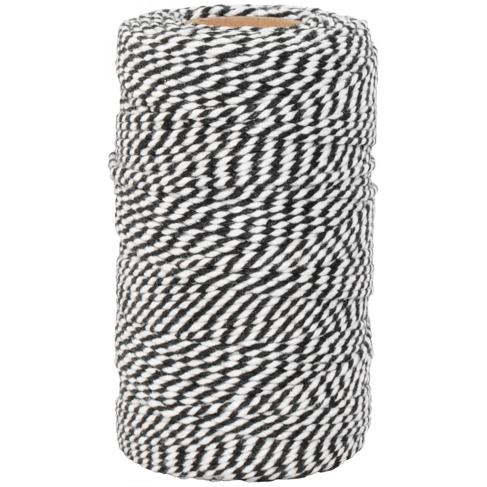 2mm Bakers Twine Cording: Black & White (100M)