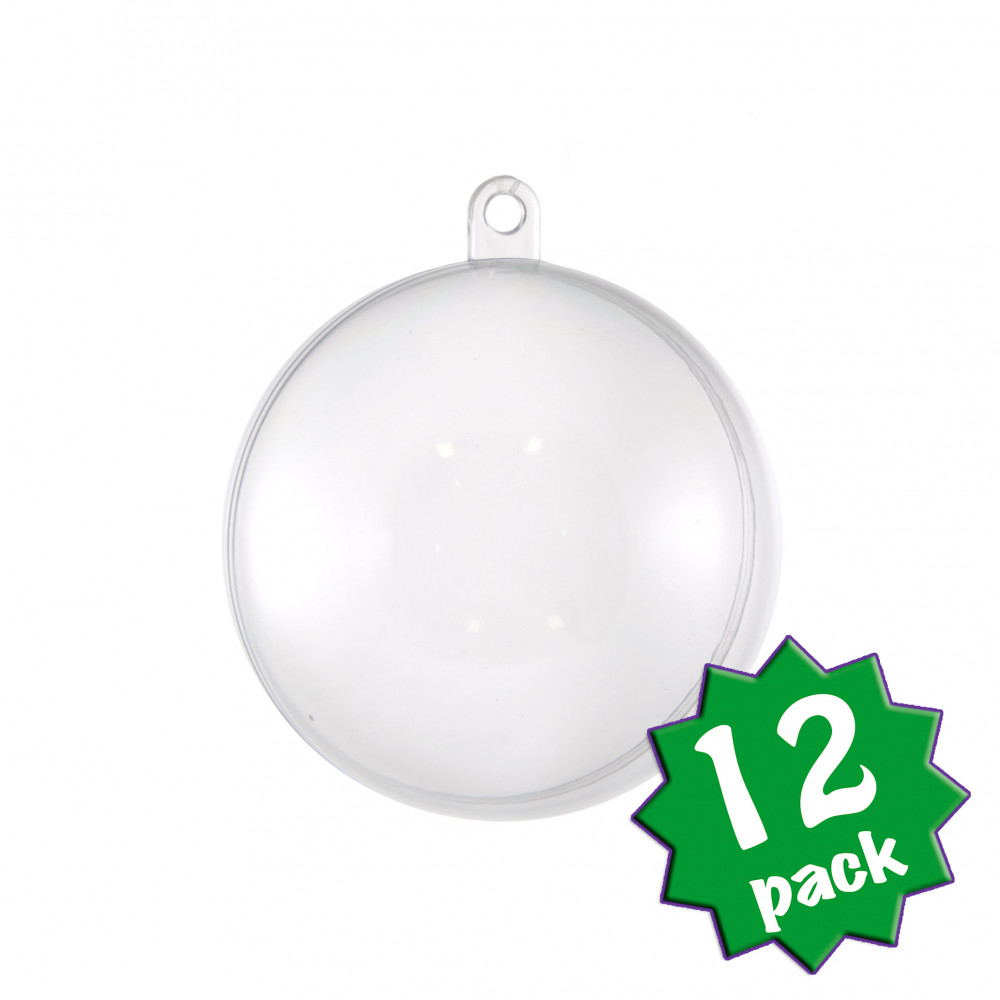 60MM Clear Fillable Ball Ornament: Set of 12 [3623-CLEAR] 