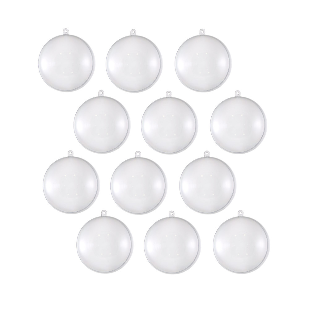80MM Clear Fillable Ball Ornament: Set of 12 [3625-CLEAR] - CraftOutlet.com
