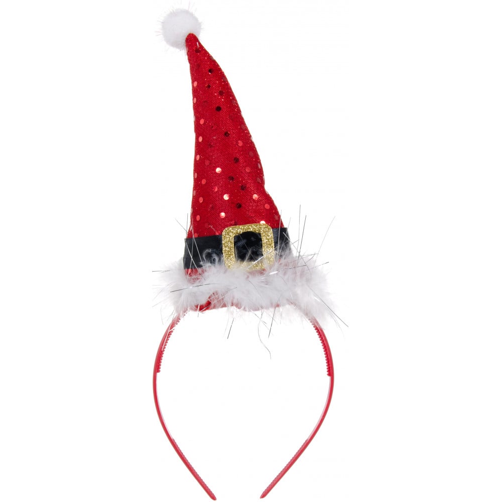 Mini Sequin Santa Hat Headband [26475RDAJ] - CraftOutlet.com