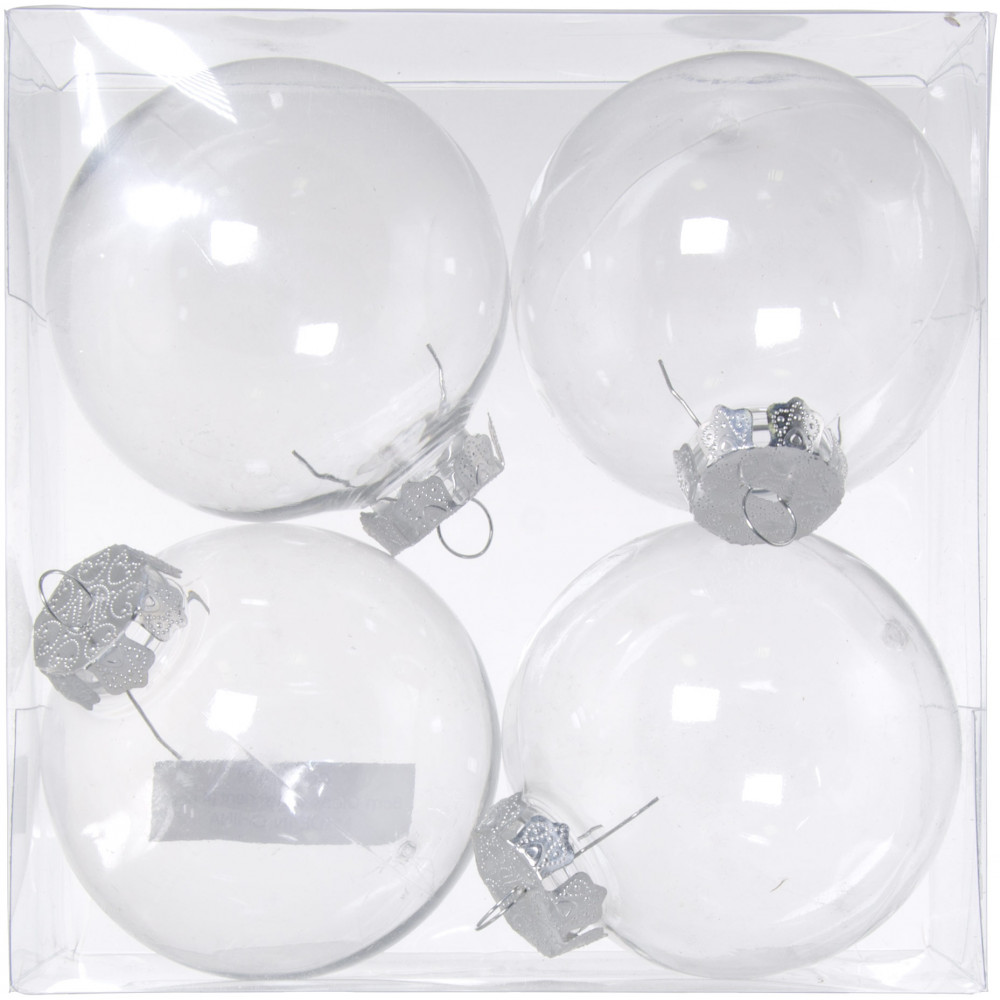 80mm Budget Clear Plastic Ornaments (Box of 4) [CO15101