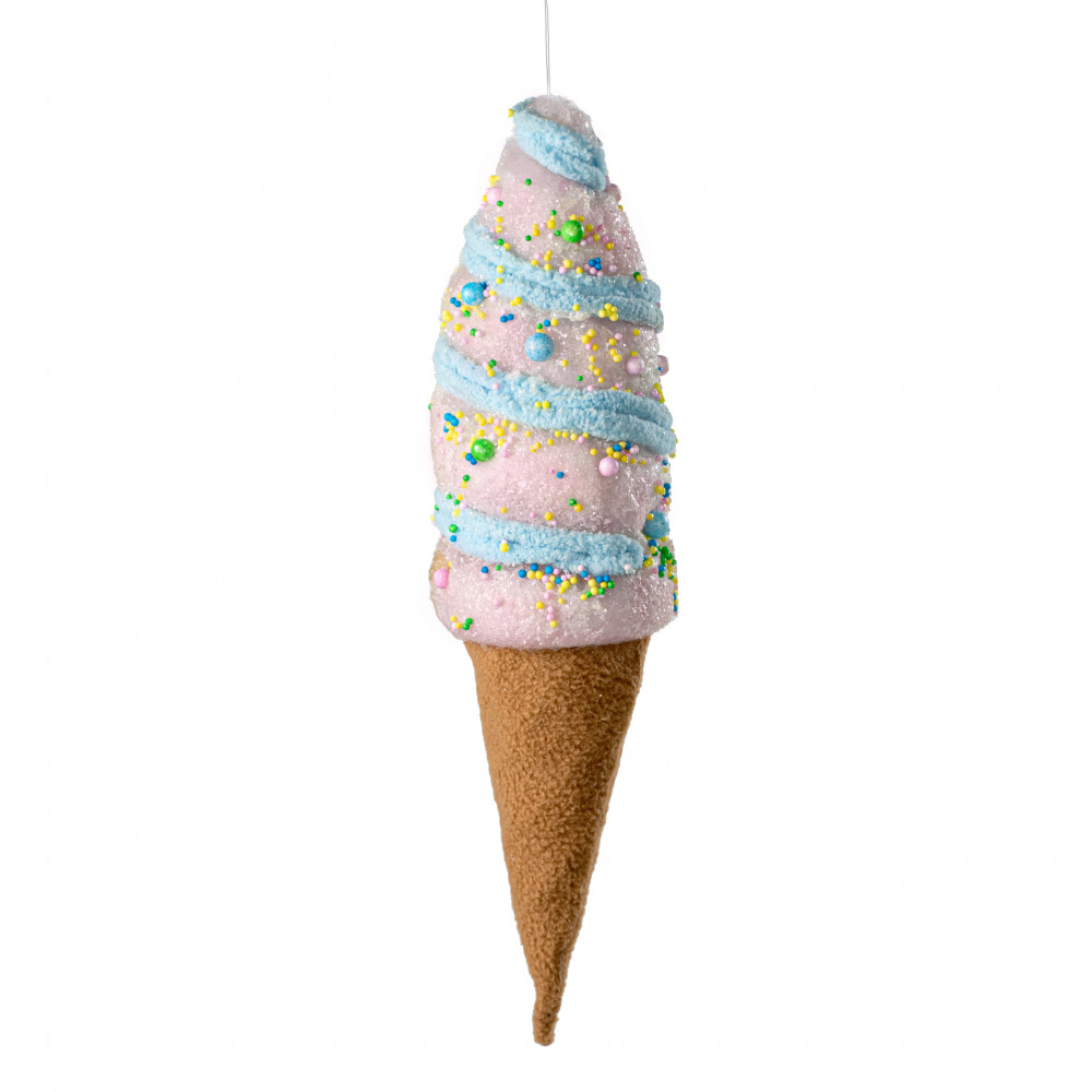 Pink & Purple Double Scoop Ice Cream Cone With Sprinkles Christmas Ornament